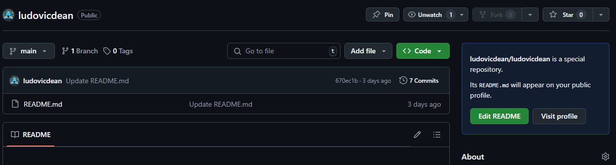 Editer le readme de votre profil Github