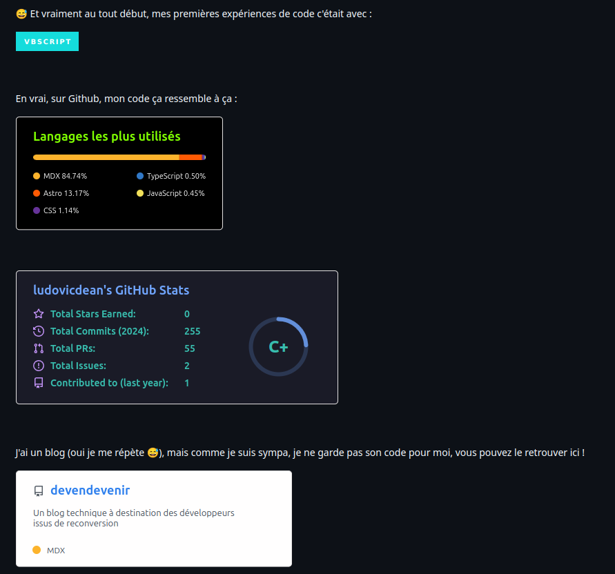 Profil Github personnalisé avec des widgets.