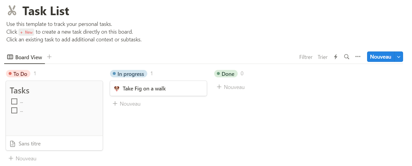 Liste de tâches Notion