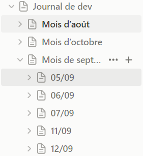 Arborescence de mon journal de développement